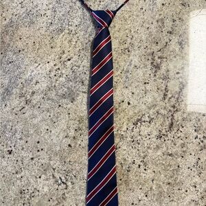 Classic Navy Tie with Burgundy and White Diagonal Stripes
